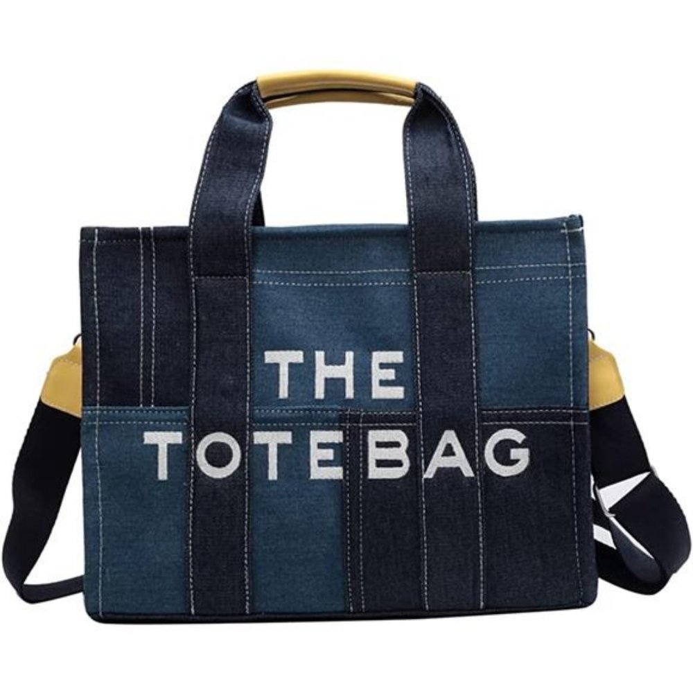 Women Small Trendy Personalized Denim Tote Bag Large Capacity